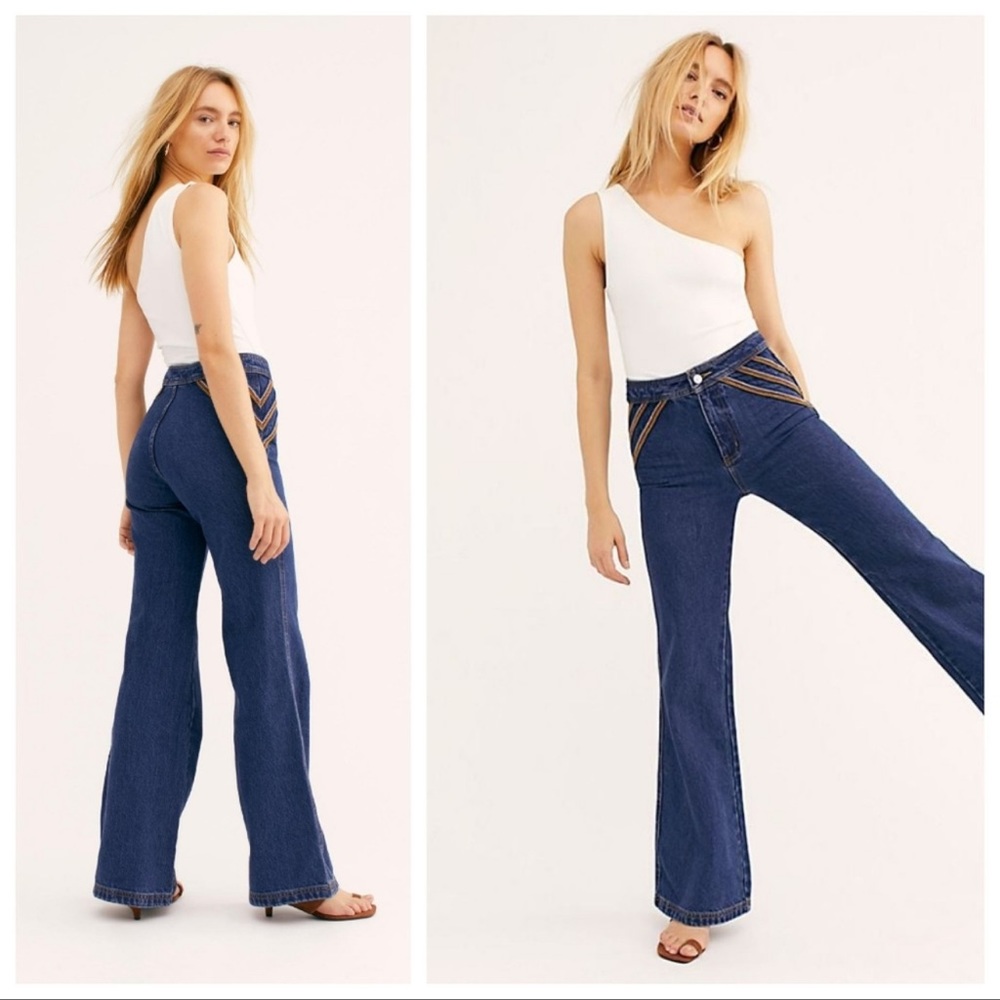 We The Free Over the Rainbow Embroidered Flare Jeans 27